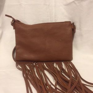 Brown crossbody purse w/ tassels